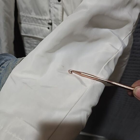 White Hooded Insulated Jacket Coat XL Fur Trim Zip Pennylane Ski Puffer Preppy - Picture 7 of 16